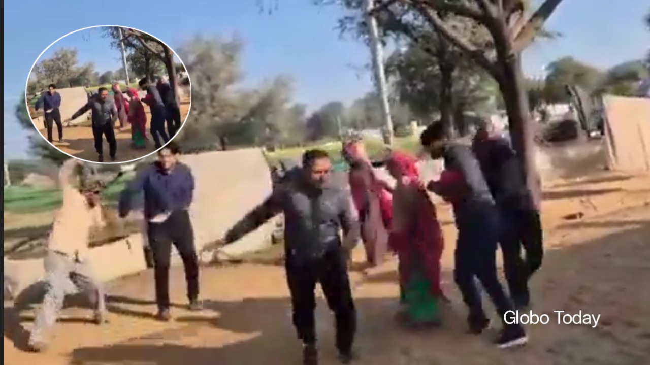 Villagers thrashed the vigilance team with sticks; video goes viral on social media
